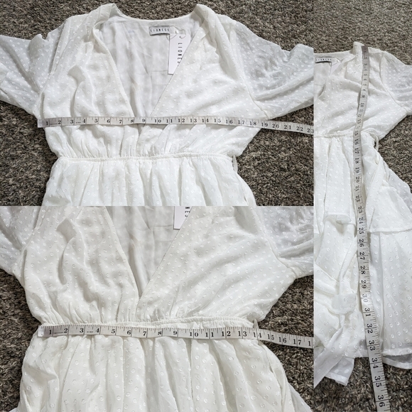 NWT Lioness white legendary lovers plunge v neck tie waist dress XXL - Picture 14 of 14